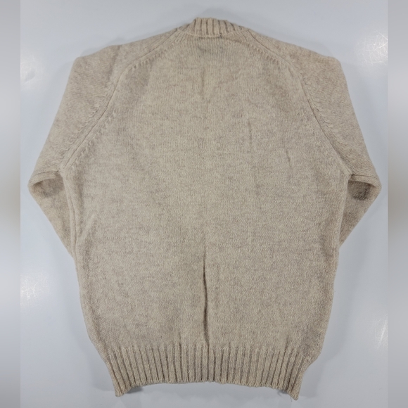 Vintage 70s Pendleton Sweater Mens Medium Biege 100% Shetland Wool Crewneck USA - Picture 9 of 9